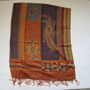 NWOT Pashmina! 27 x 70" Paisley/Geo Motif